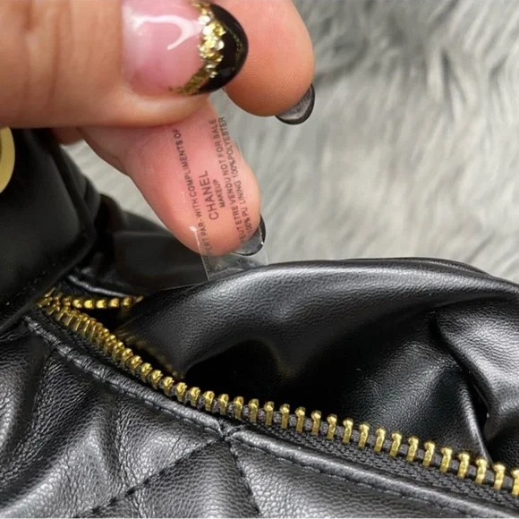 Vip novelty Black Quilted Bag with Gold Chain Accent - Picture 7 of 9